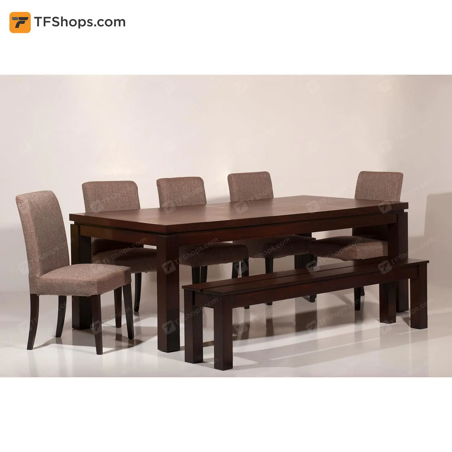 میز و صندلی تهران فرم مدل L5 سایز هشت نفر گردویی