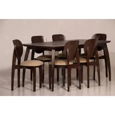 میز و صندلی تهران فرم مدل L2 سایز شش نفر گردویی