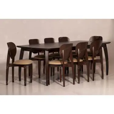 میز و صندلی تهران فرم مدل L2 سایز هشت نفر گردویی