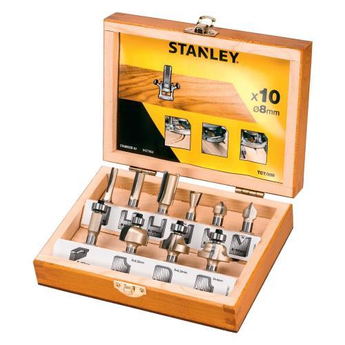 مجموعه 10 عددی تیغ فرز نجاری استنلی مدل STA80020 سایز 8 میلیمتر
